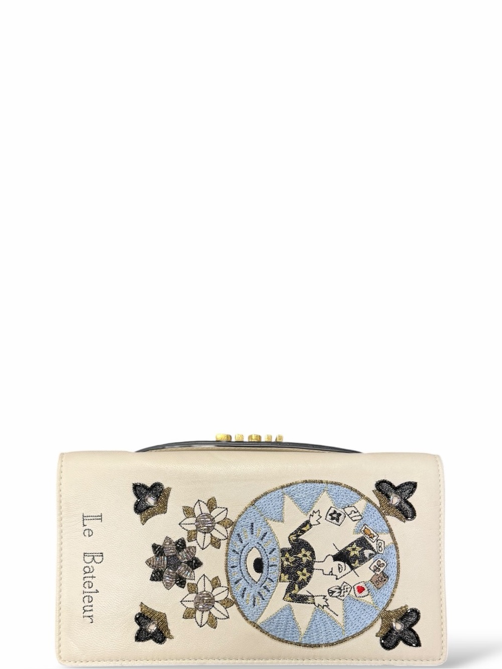 DIOR embroidered le bateleur leather clutch